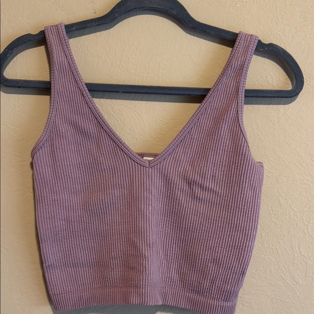Arizona Jean Company Purple Ribbed Crop Tank Top